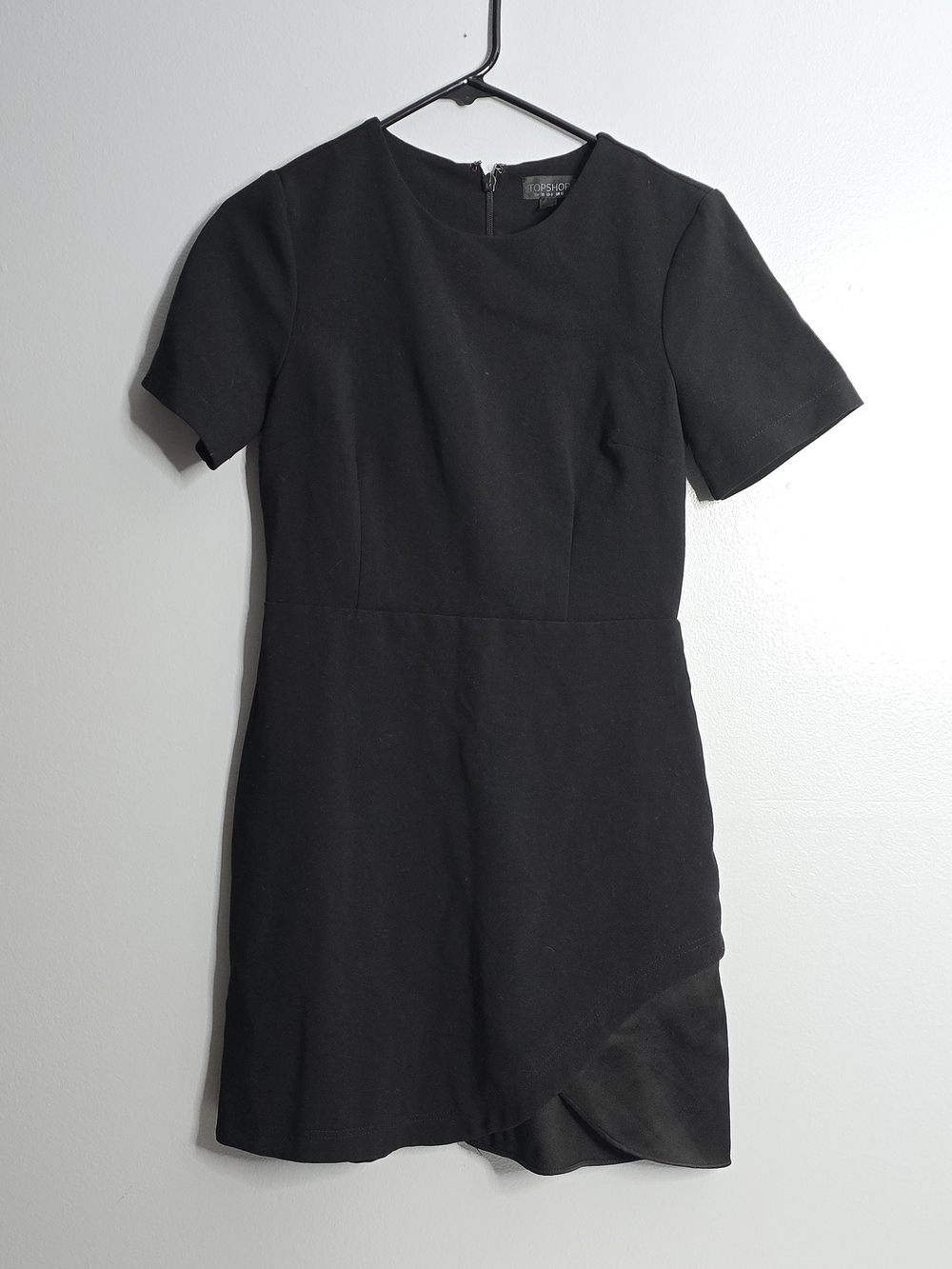 Pre-Loved Topshop Black Mixed-Media Satin Hem Mini Dress